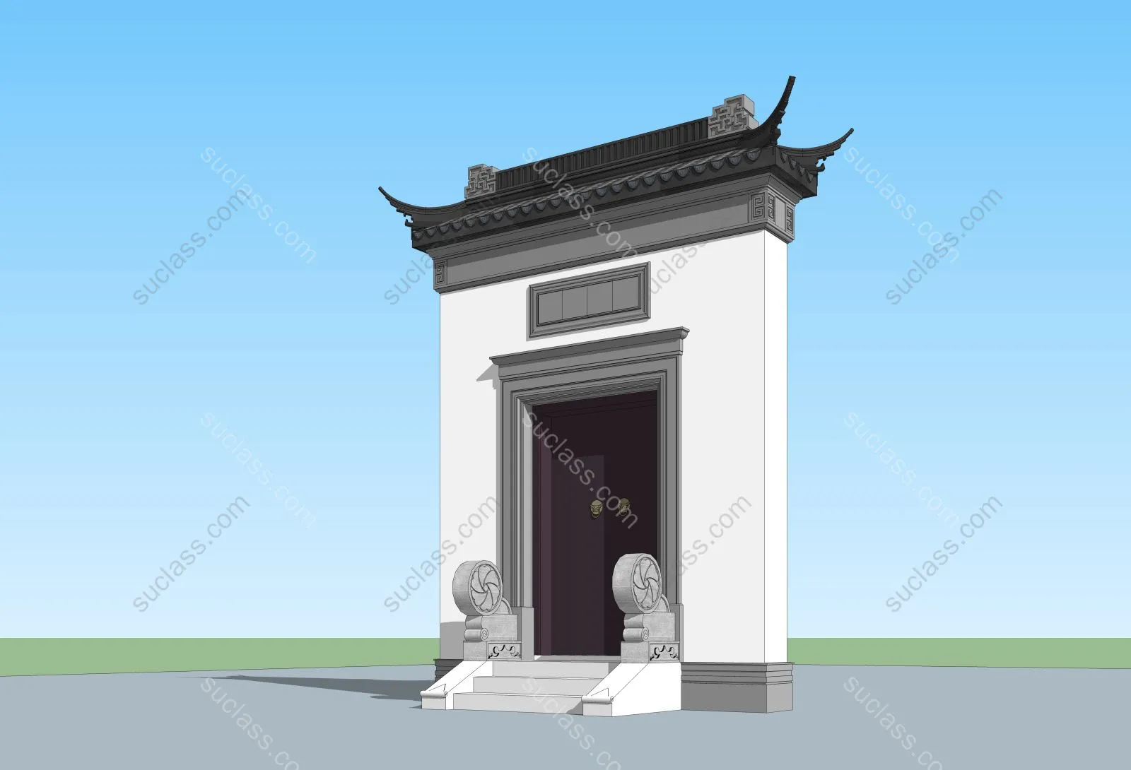 中式将军门门头 ID:178604 八宝模型库 - PB3智能构件下载