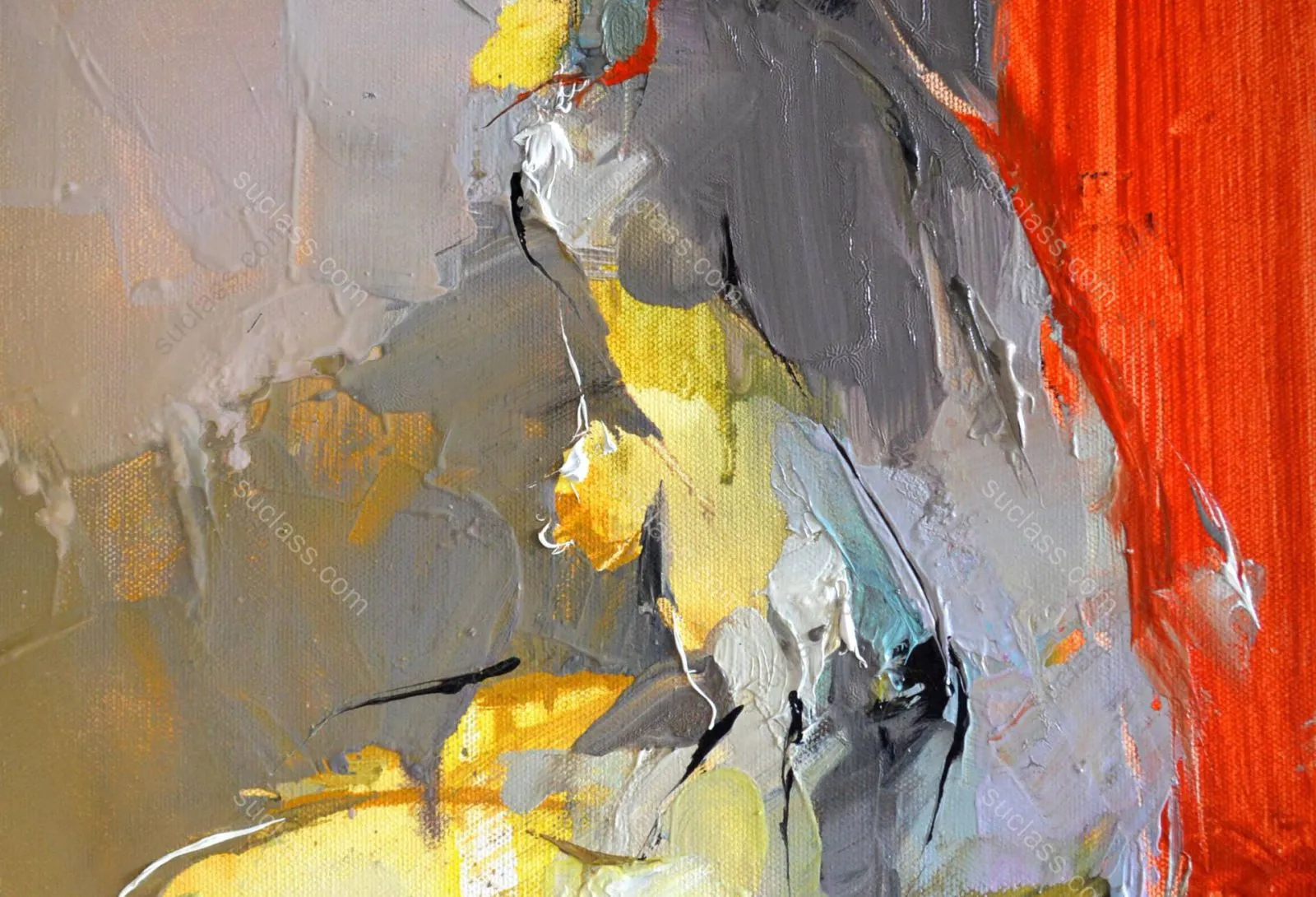 厚涂抽象油画：黄红灰的视觉交响ID:253965 八宝模型库- PB3智能构件下载