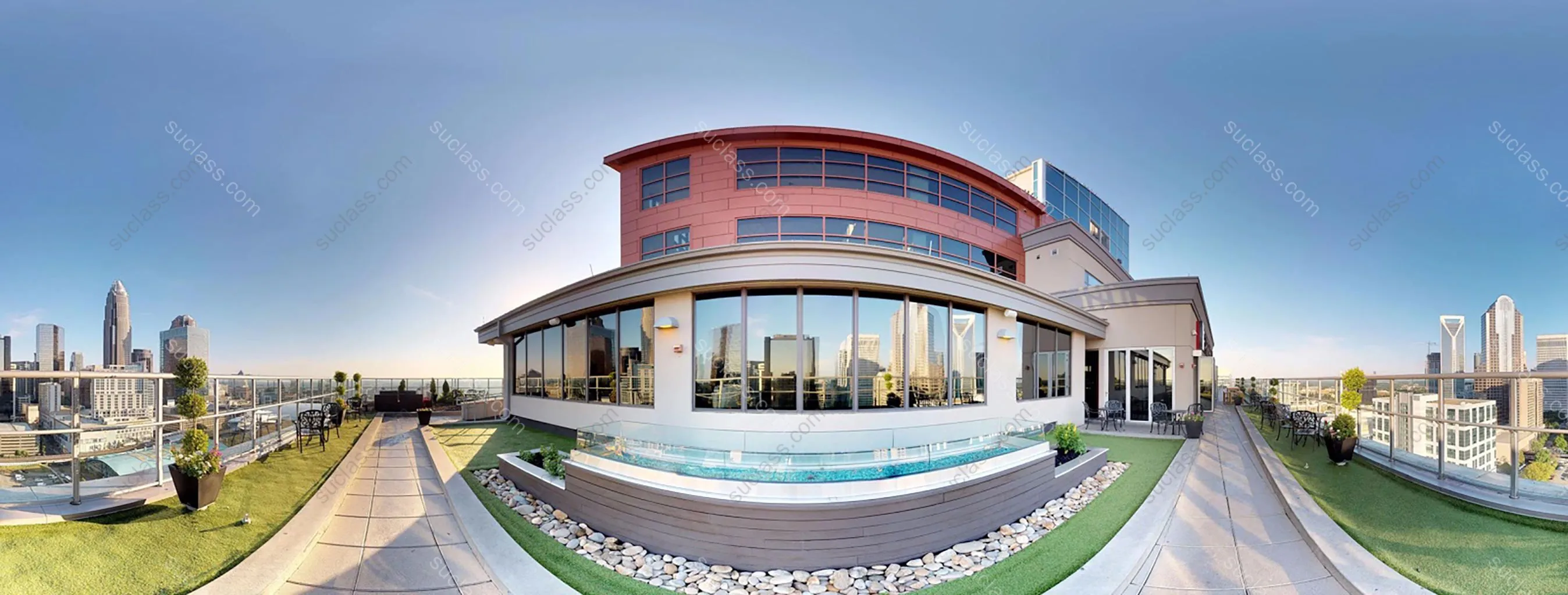 现代城市屋顶花园与泳池全景3D模型 ID:144820 八宝模型库 - PB3智能构件下载