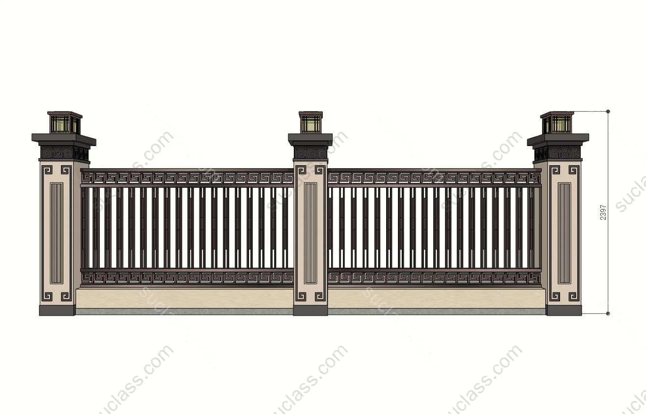 新中式院墙01 ID:158354 八宝模型库 - PB3智能构件下载