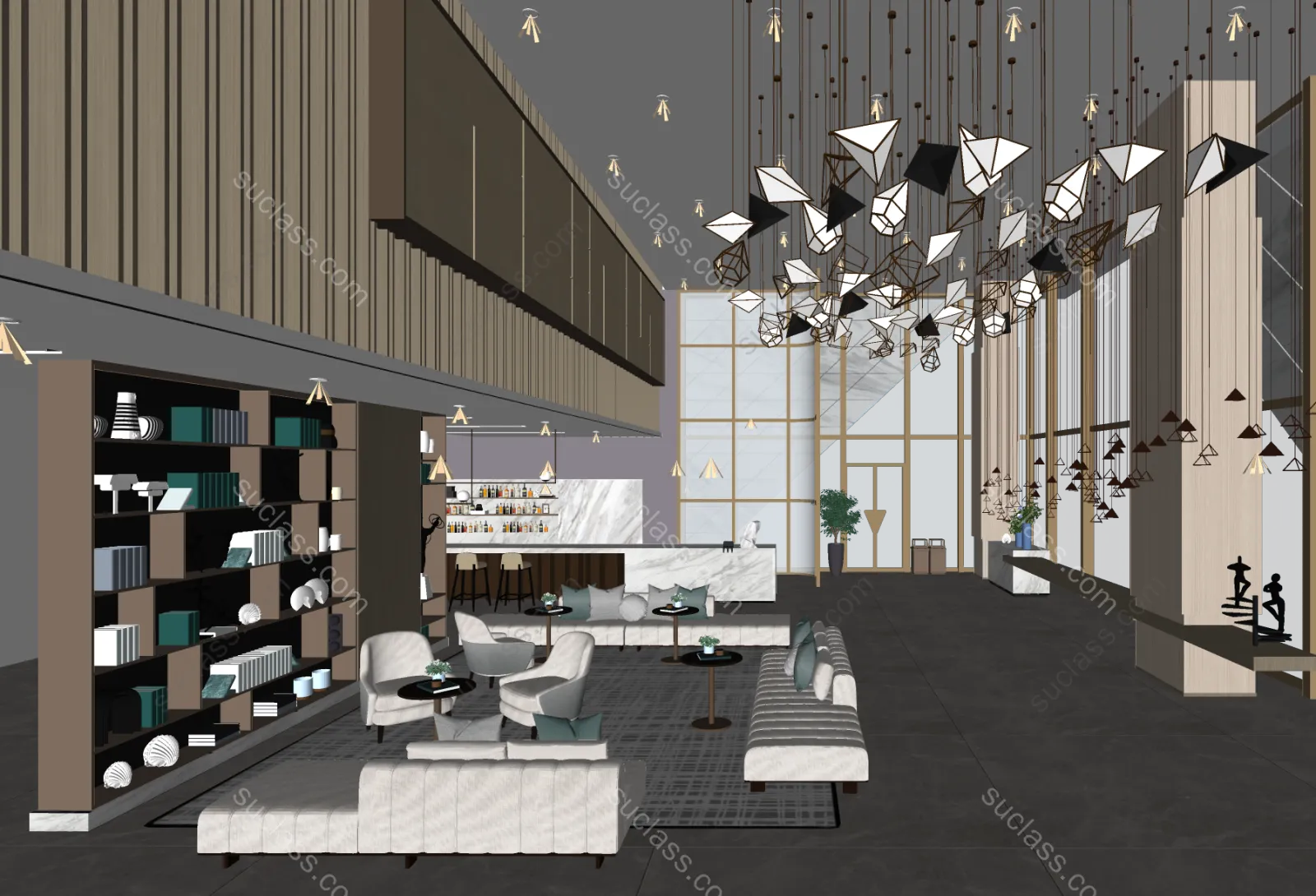 现代轻奢酒店大堂(1) ID:132196 八宝模型库 - PB3智能构件下载
