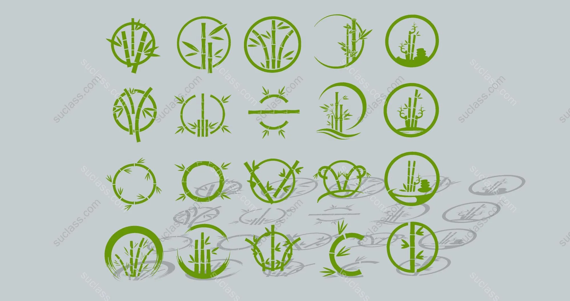 现代植物竹子竹叶圆形头像LOGO剪影图标 ID:249209 八宝模型库 - PB3智能构件下载